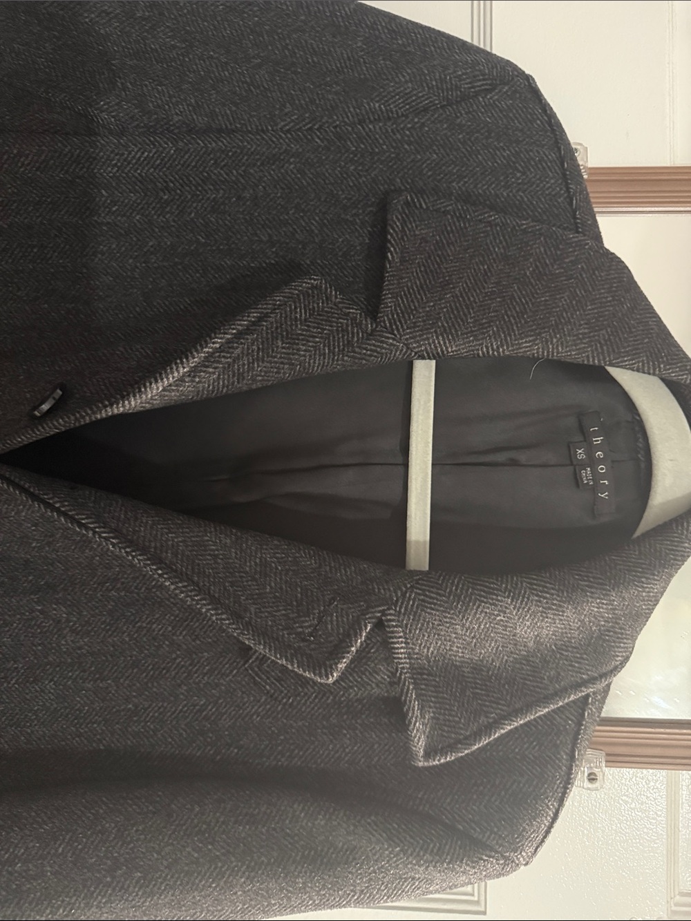 Theory Men’s Dark Gray Herringbone cashmere/wool blend Coat
